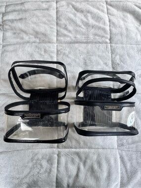 Victoria's Secret Clear Cosmetic Pouches with Black Trim (Set of 2)